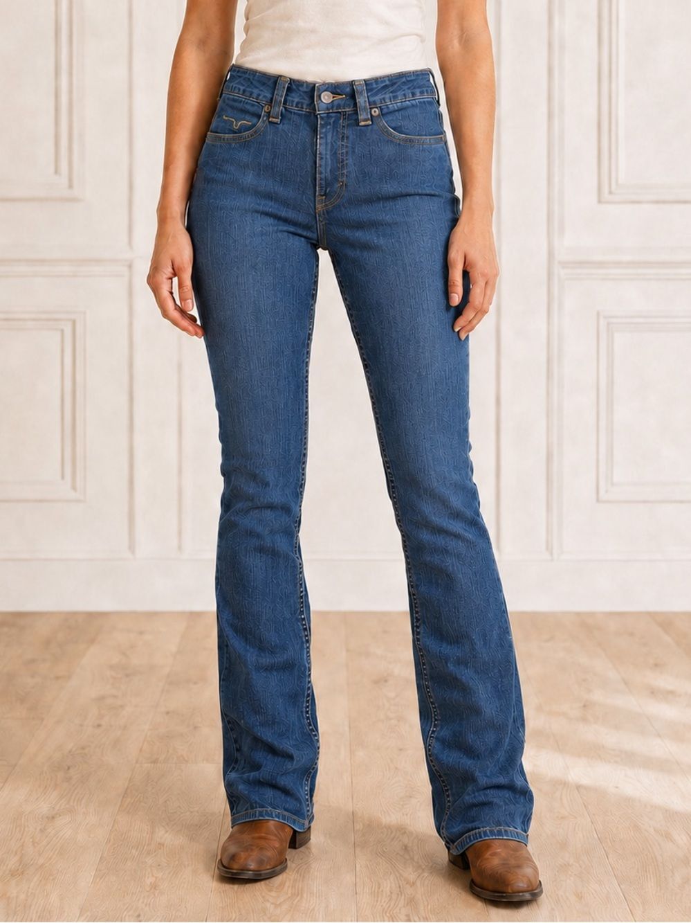 Kimes Ranch Betty Jeans Womens 0/32 Blue Mid Rise Bootcut Western Made USA